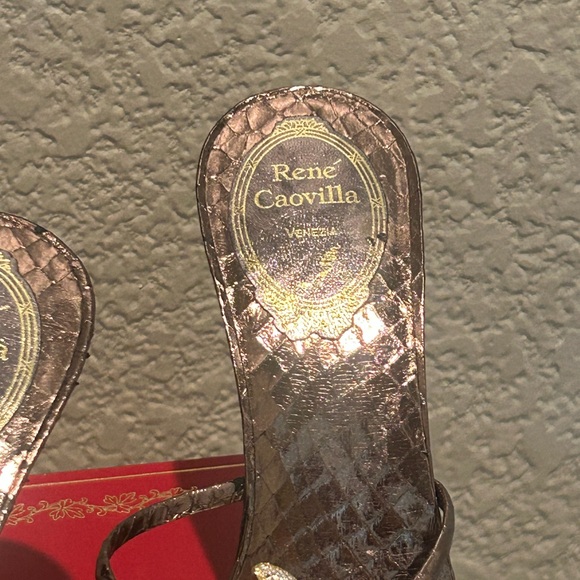 Vintage Rene Caovilla Venezia Jeweled Bee Heels - Metallic